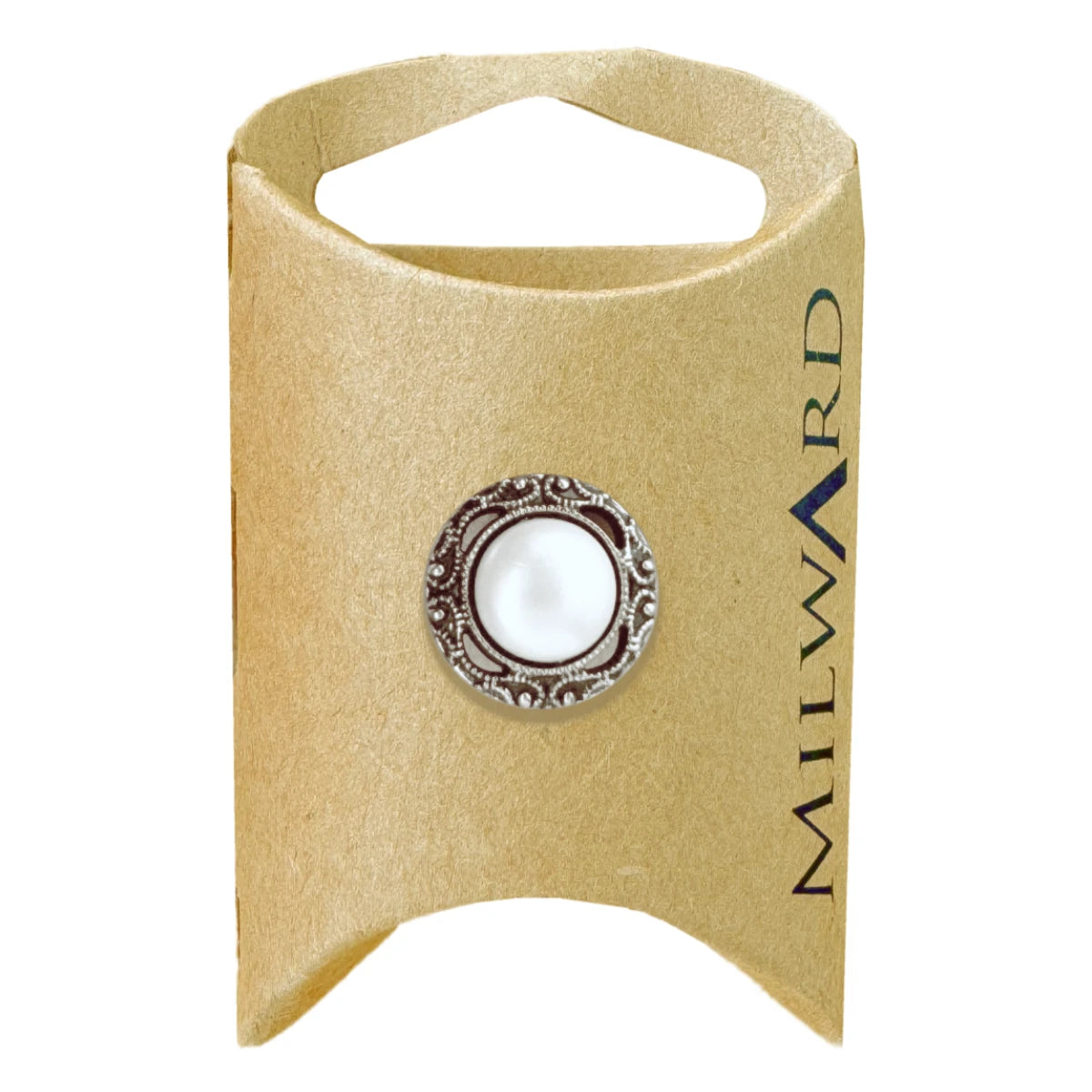 Milward Green Carded Silver 15mm (24L) ABS/Nylon Shank Pearl Button