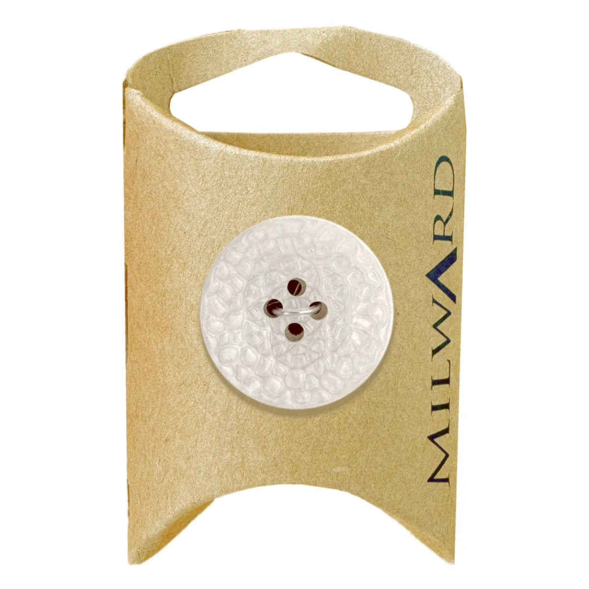 Milward Green Carded White 25mm (40L) Polyester 4-Hole Leather Look Button