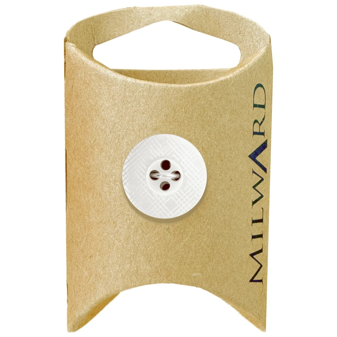 Milward Green Carded White 18mm (28L) Acrylic 4-Hole Laser Diagonal Button