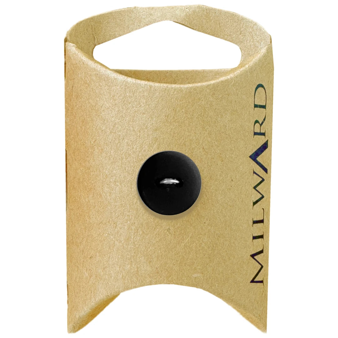 Milward Green Carded Black 14mm (22L) Polyester 2-Hole Backer Button