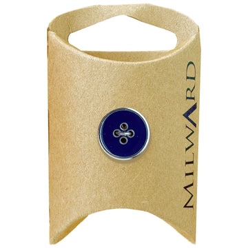 Milward Green Carded Navy 15mm (24L) Zinc Alloy 4-Hole Silver Rim Button