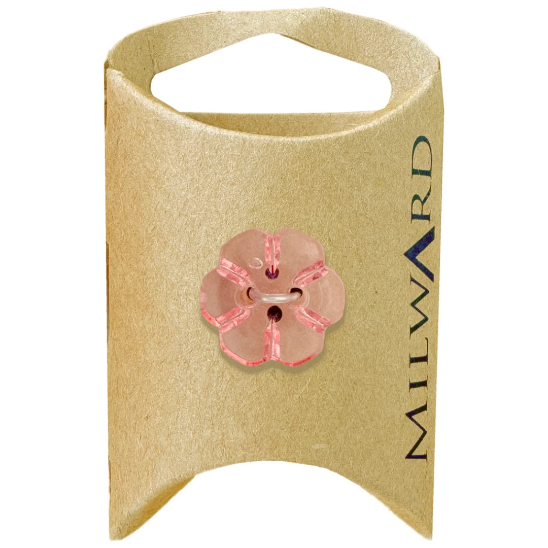 Milward Green Carded Hot Pink 18mm (28L) Nylon 2-Hole Flower Button