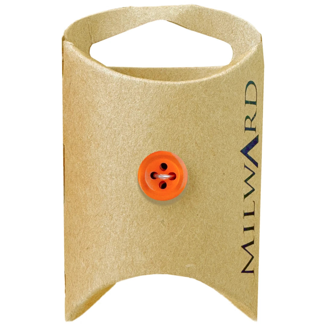 Milward Green Carded Orange 11mm (18L) Polyester 4-Hole Shiny Button