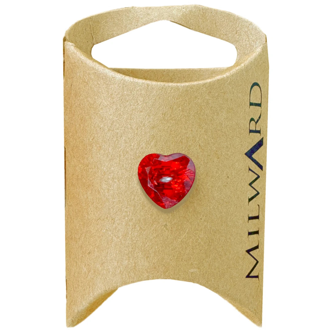 Milward Green Carded Red 12mm (19L) Acrylic Shank Crystal Heart Button