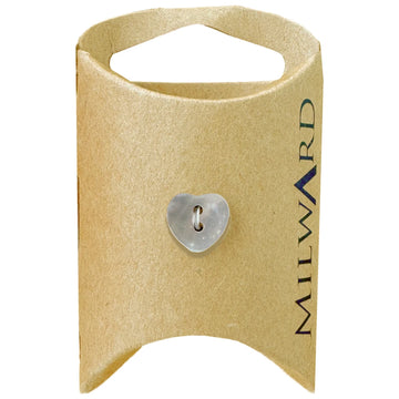 Milward Green Carded Natural 10mm (16L) Shell 2-Hole Heart Button