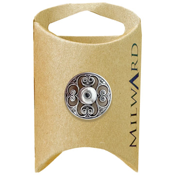 Milward Green Carded Antique Silver 19mm (30L) Metal Shank Filigree Button