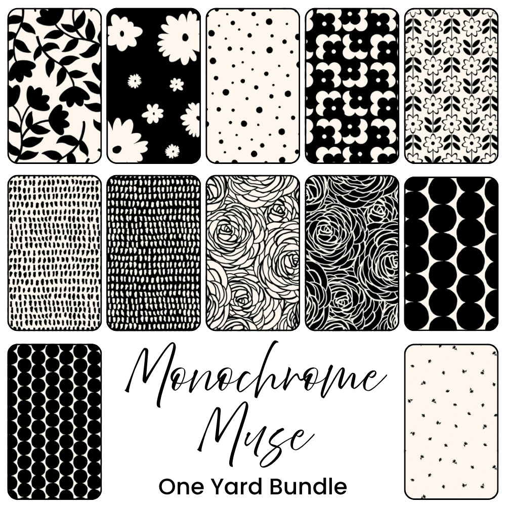 Monochrome Muse one yard bundle neutral quilting fabric collection