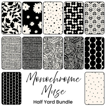 Monochrome Muse half yard bundle neutral quilting fabric collection