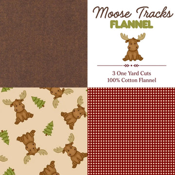 Moose Tracks flannel fabric 3 yard bundle with woodland moose design