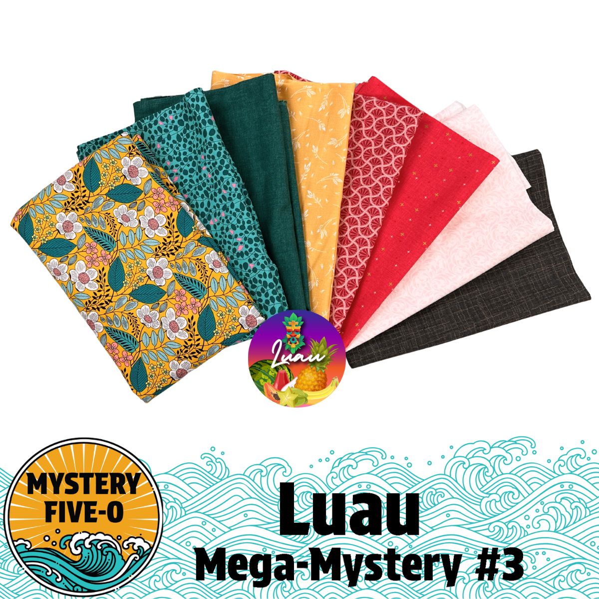 Mystery Five-0 Mega Mystery Luau Blooming Colors Quilt Kit - image 1 - complete quilt kit with fabric and instructions
