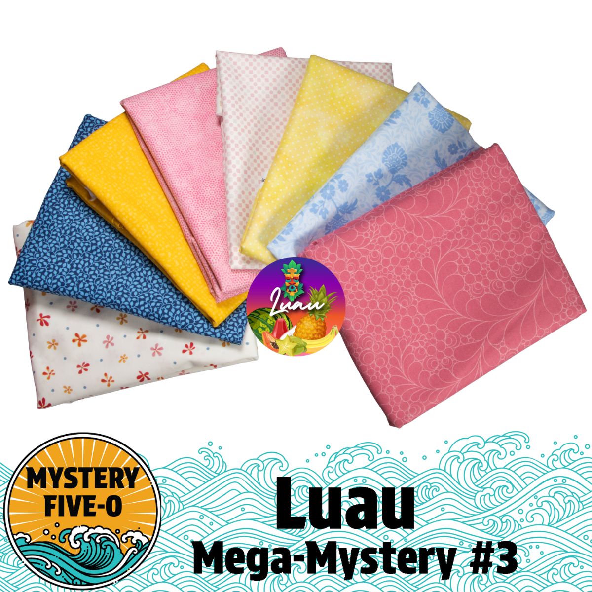 Mystery Five-0 Mega Mystery Luau Golden Flowers Quilt Kit - image 1 - complete quilt kit with fabric and instructions