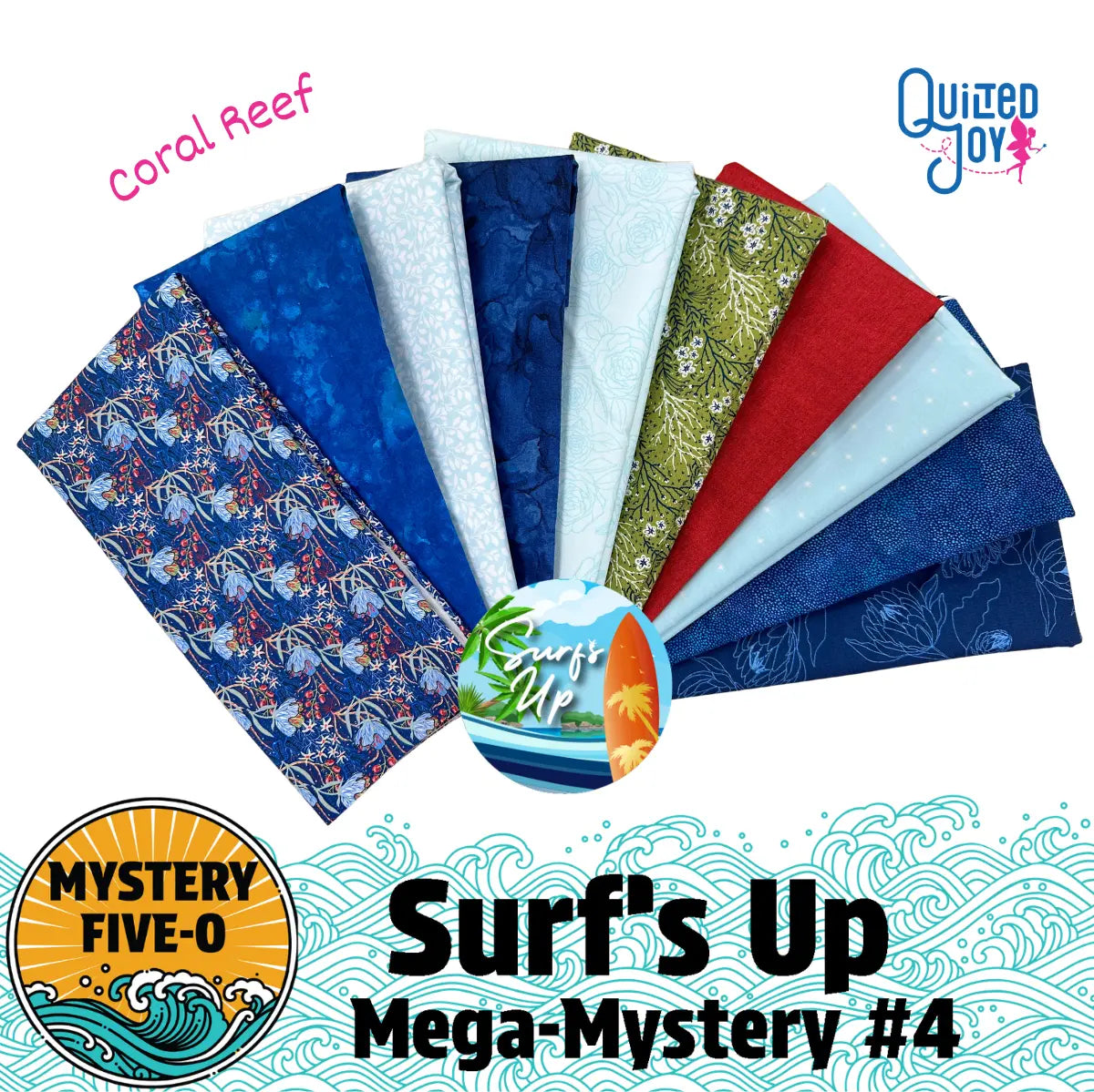 Mystery Five-0 Surfs Up Coral Reef mystery quilt fabric bundle