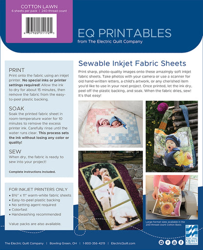 Premium Cotton Lawn Inkjet Fabric Sheets 6ct