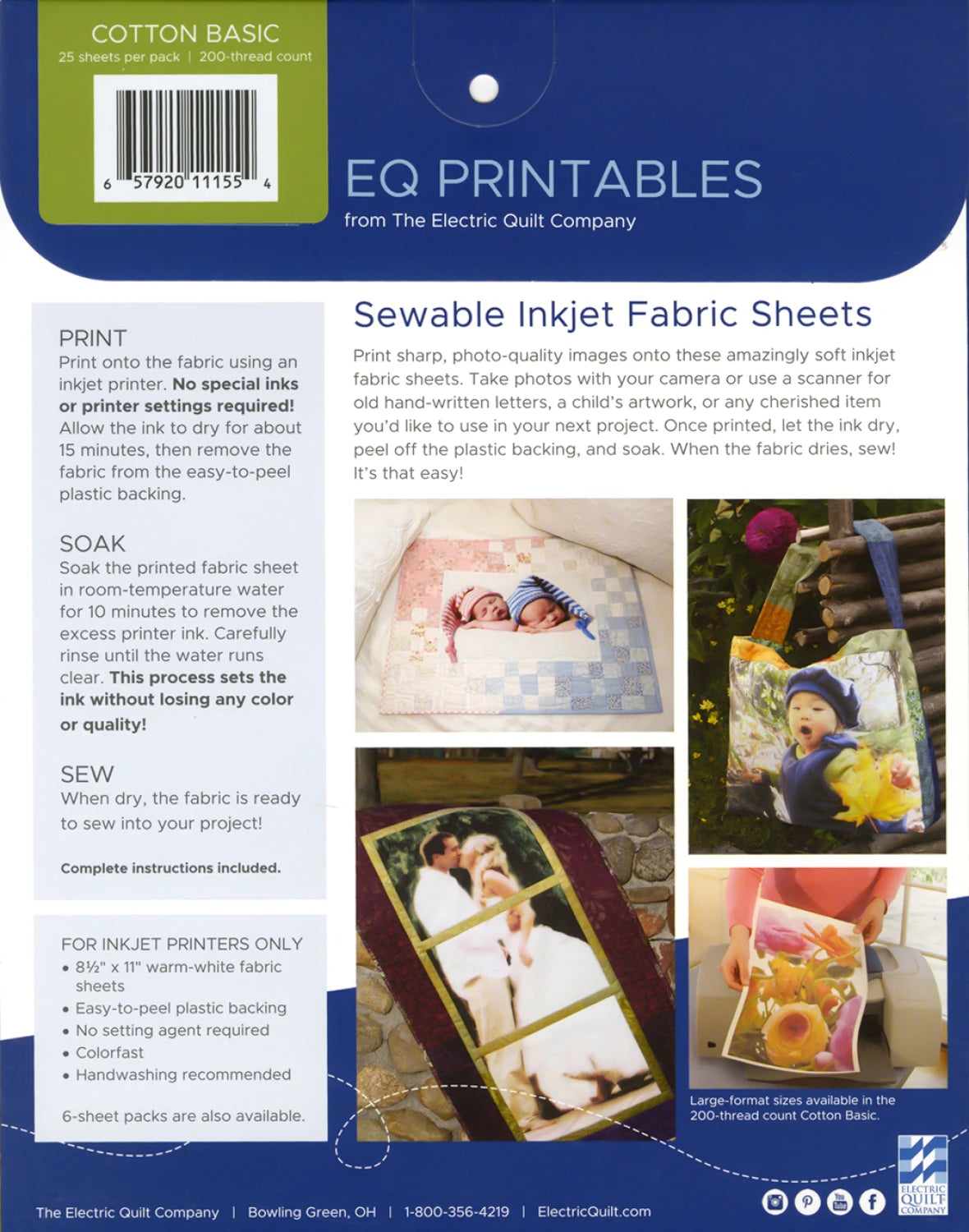 Cotton Printable Fabric Sheets 25 Sheets per pack