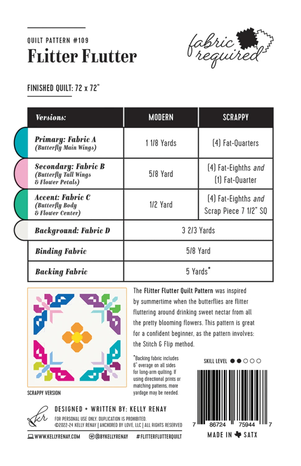 Flitter Flutter Quilt Pattern