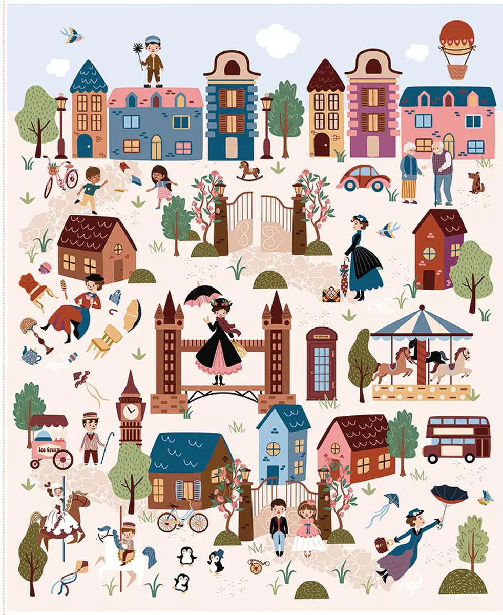 A Spoonful of Sugar Cherry Tree Lane Panel - quilt fabric panel for quilting projects