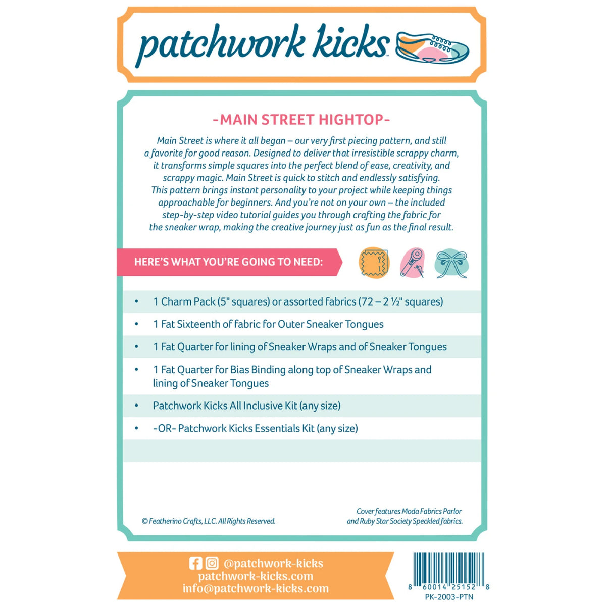 Patchwork Kicks Main Street Hightop pattern cover detail