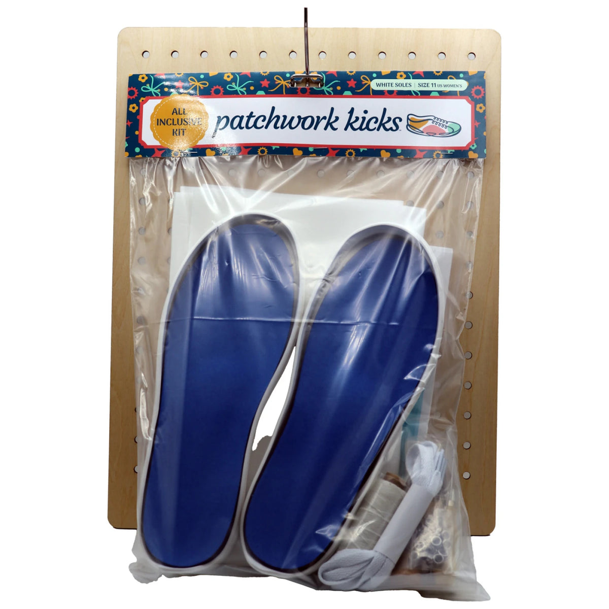 Patchwork Kicks White Shoe Kit completed custom sneakers for beginner crafters