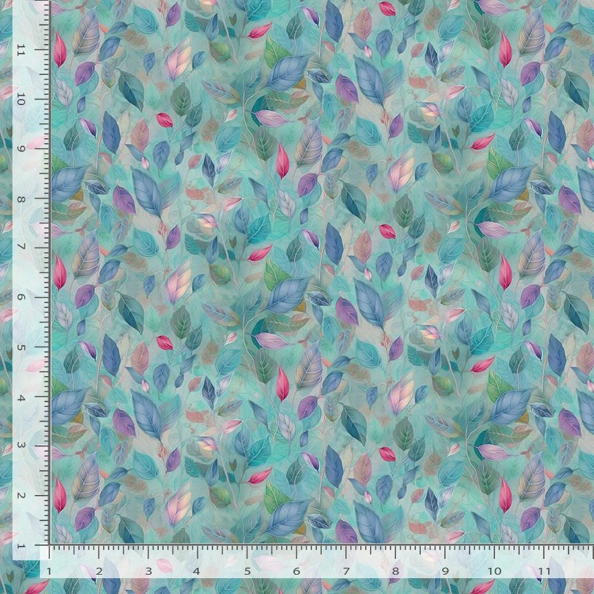 Wild Beauty Blue Leaves Fabric Yardage - quilt fabric for sewing and quilting projects