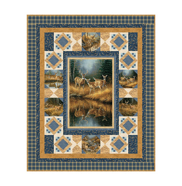 Hidden Allure quilt kit presale nature deer themed fabric and pattern