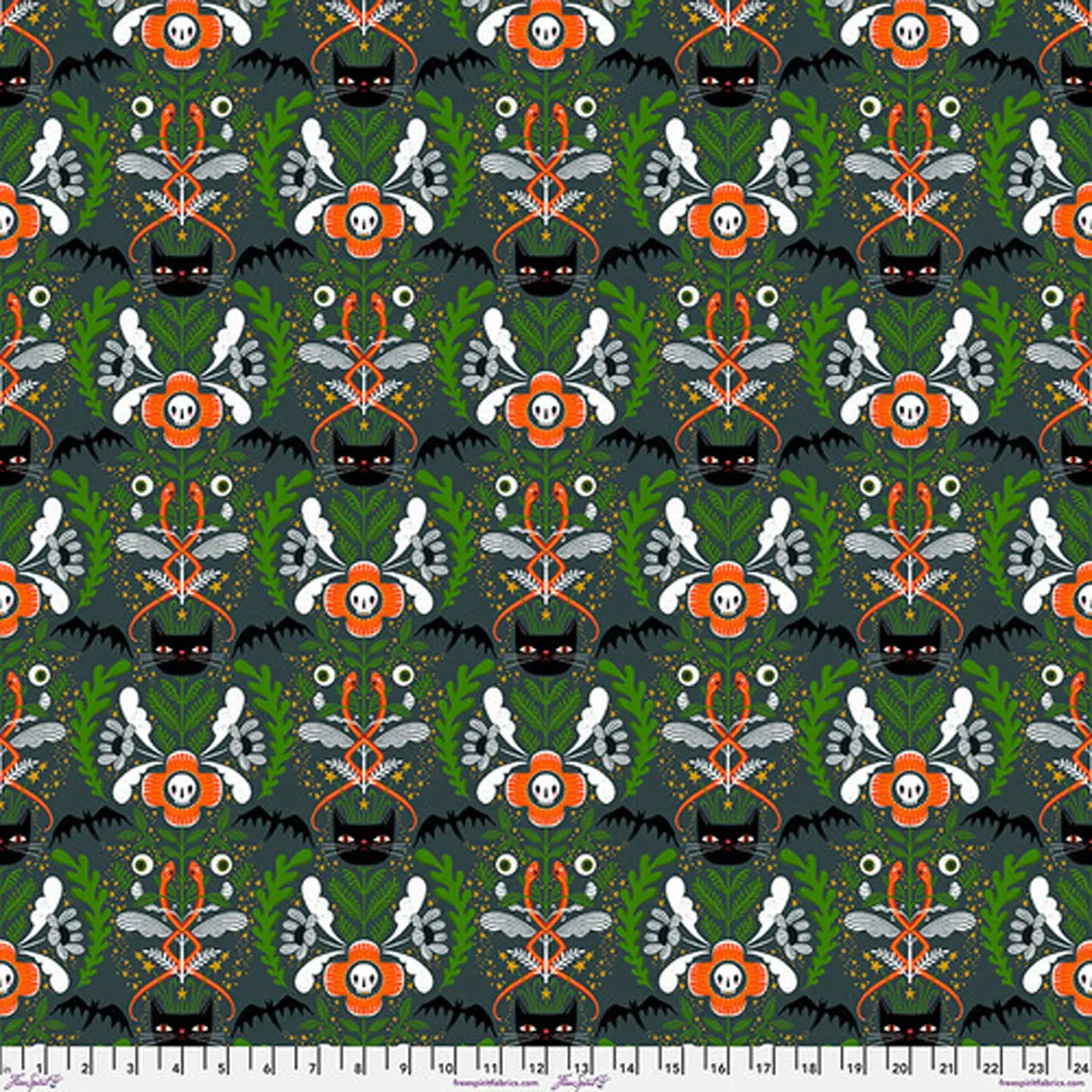 Witchy Ways Grey Cat Tower Fabric Yardage