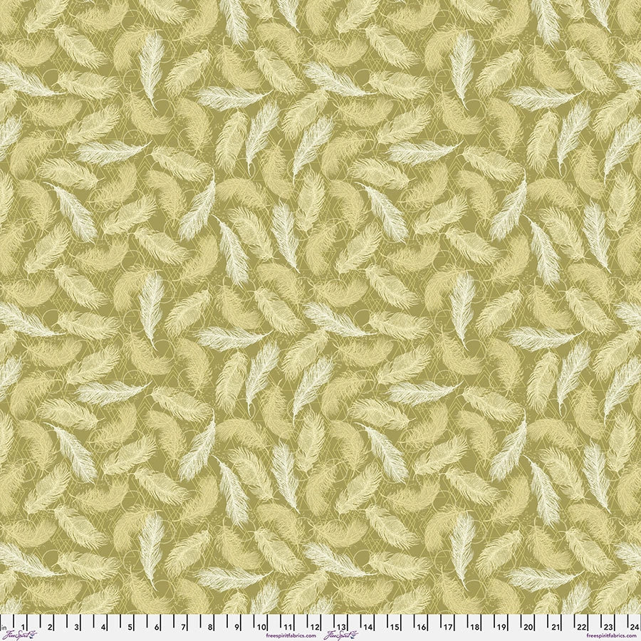 Findings Gold Small Feathers Fabric Yardage - quilt fabric for sewing and quilting projects