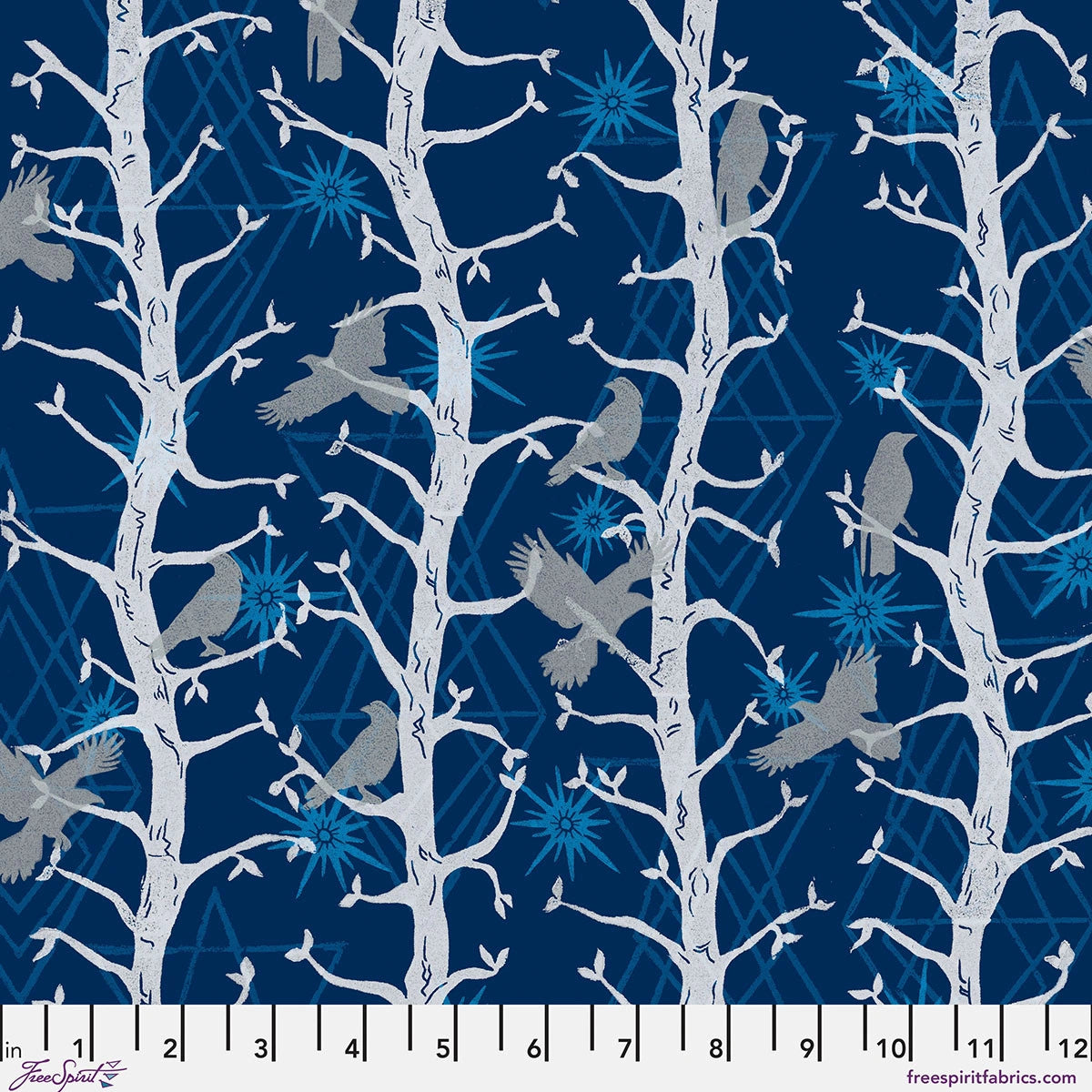 The Wisdom Indigo The Trees Fabric Yardage - quilt fabric for sewing and quilting projects