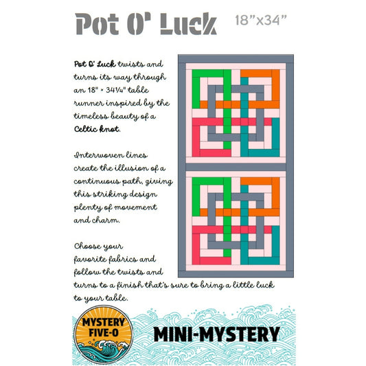 Mystery Five-0 Pot O' Luck mini mystery table runner quilt pattern cover