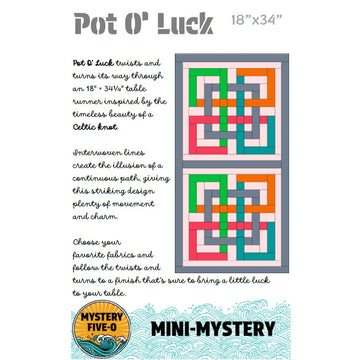 Mystery Five-0 Pot O' Luck mini mystery table runner quilt pattern cover