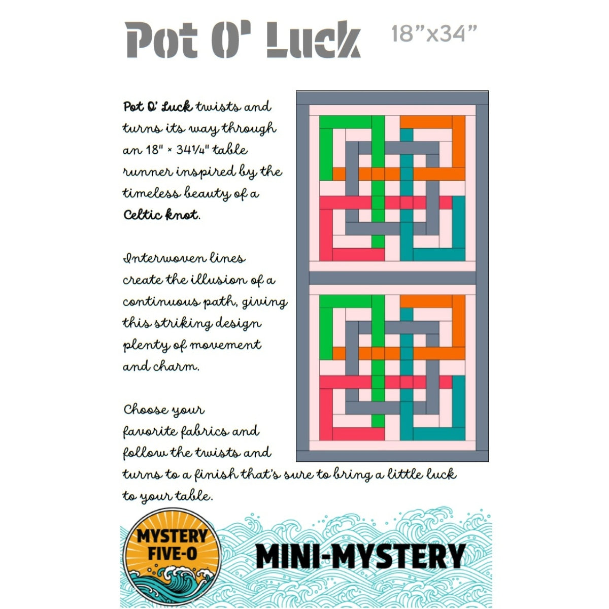 Mystery Five-0 Marbled Mulberry "Pot O' Luck" Table Runner Kit