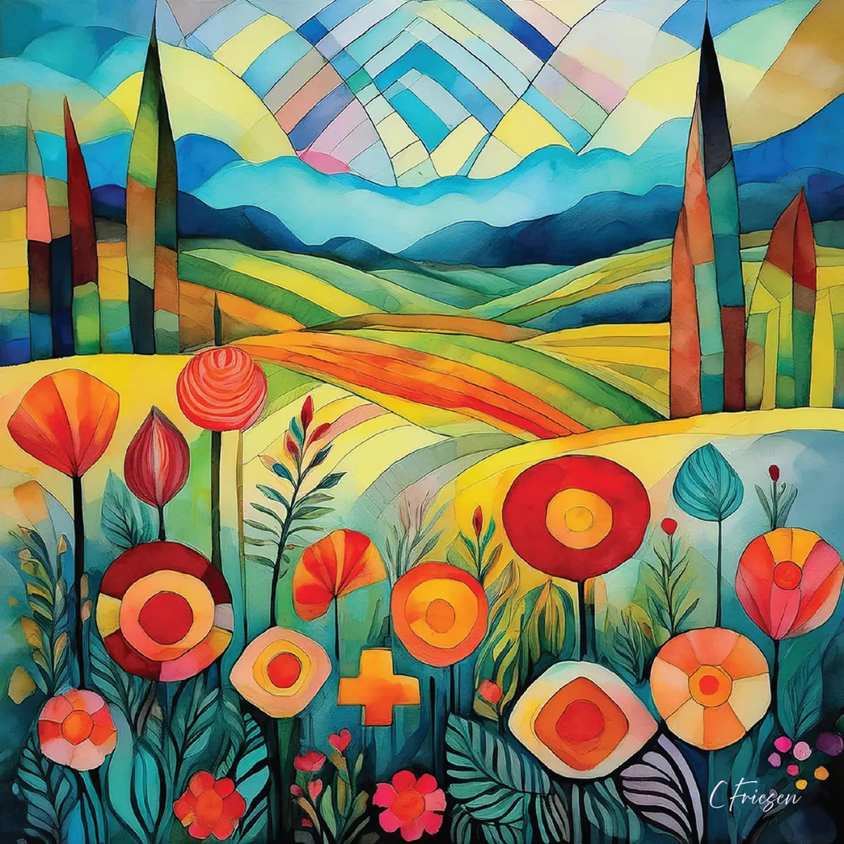 Quilted Meadow II Greeting Card
