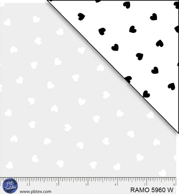Ramblings White on White Hearts Fabric Yardage - quilt fabric for sewing and quilting projects