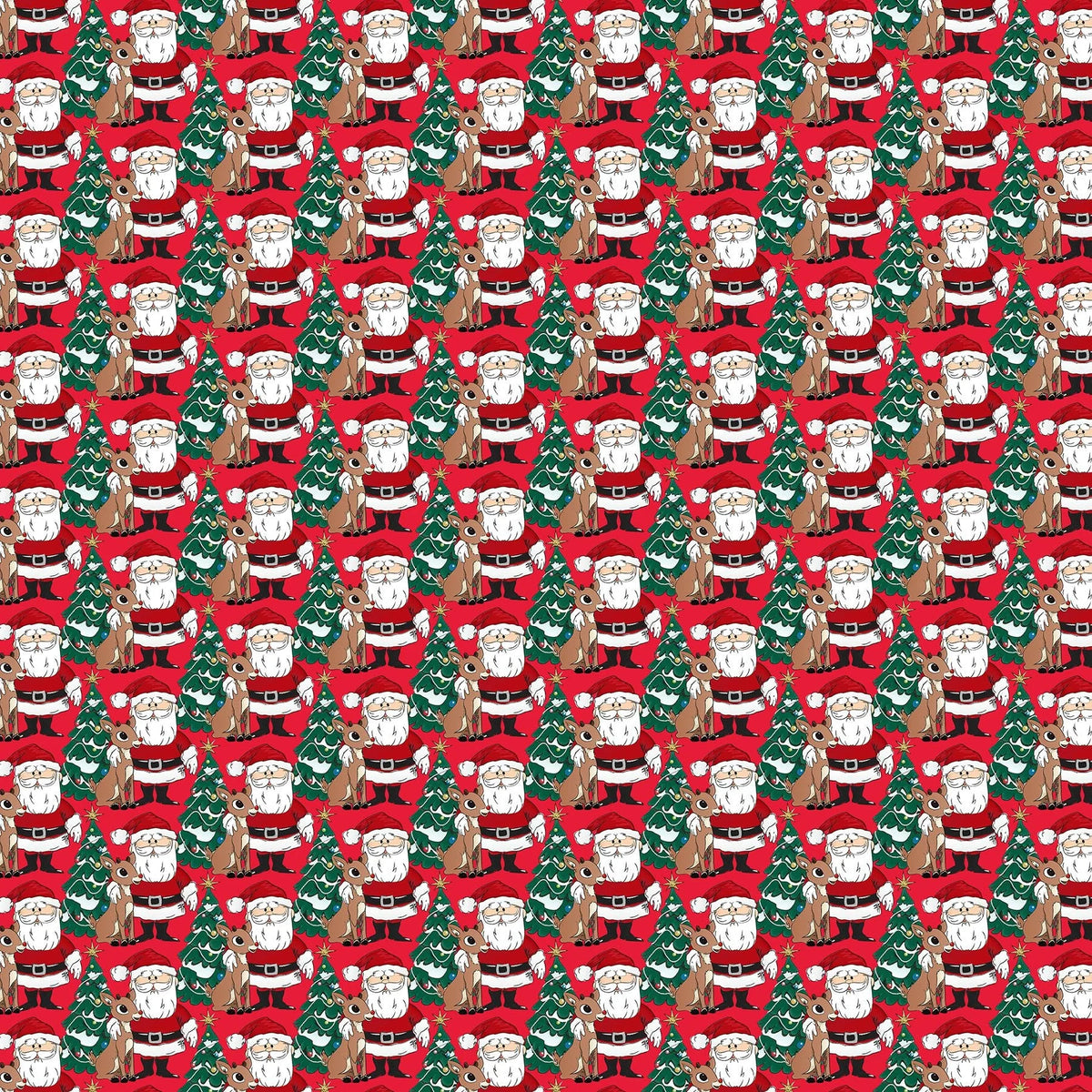 Rudolph the Red-Nosed Reindeer Red Santa Fabric Yardage - quilt fabric for sewing and quilting projects