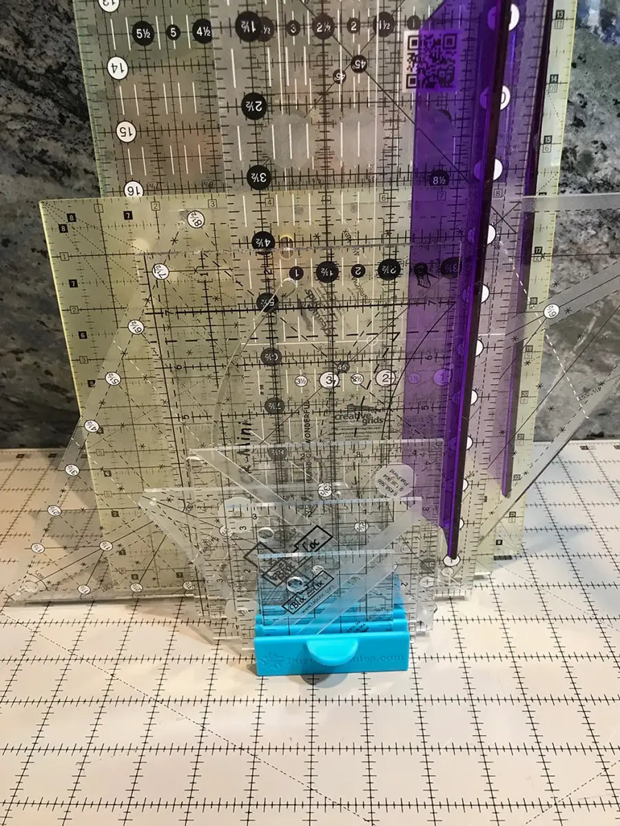 Ruler Stand 10 Slot 3in Blue - image 2 - quilting ruler for precision cutting