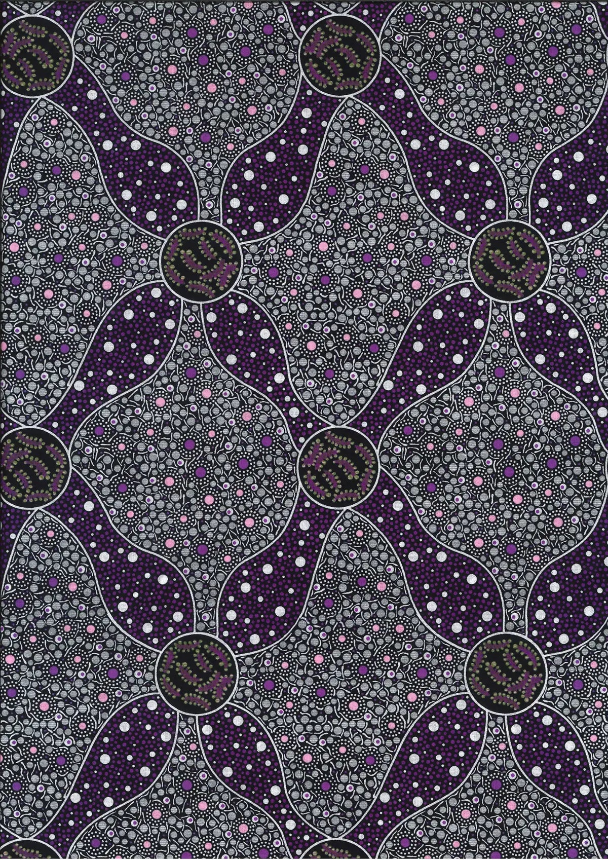Red Flower with Honey Purple Fabric Yardage