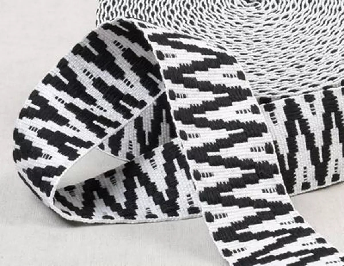 Ethnic Black and White Webbing 1.5" Wide