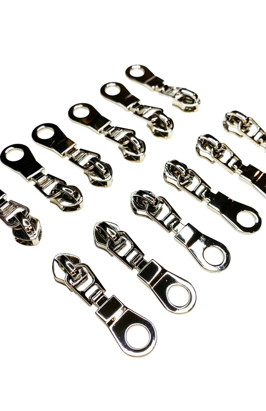 Nickel zipper pulls set of 6 for bags and accessories