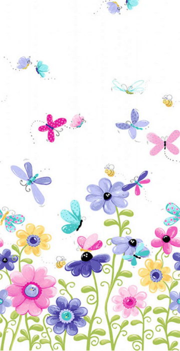 Flutter the Butterfly Double Border Fabric Yardage