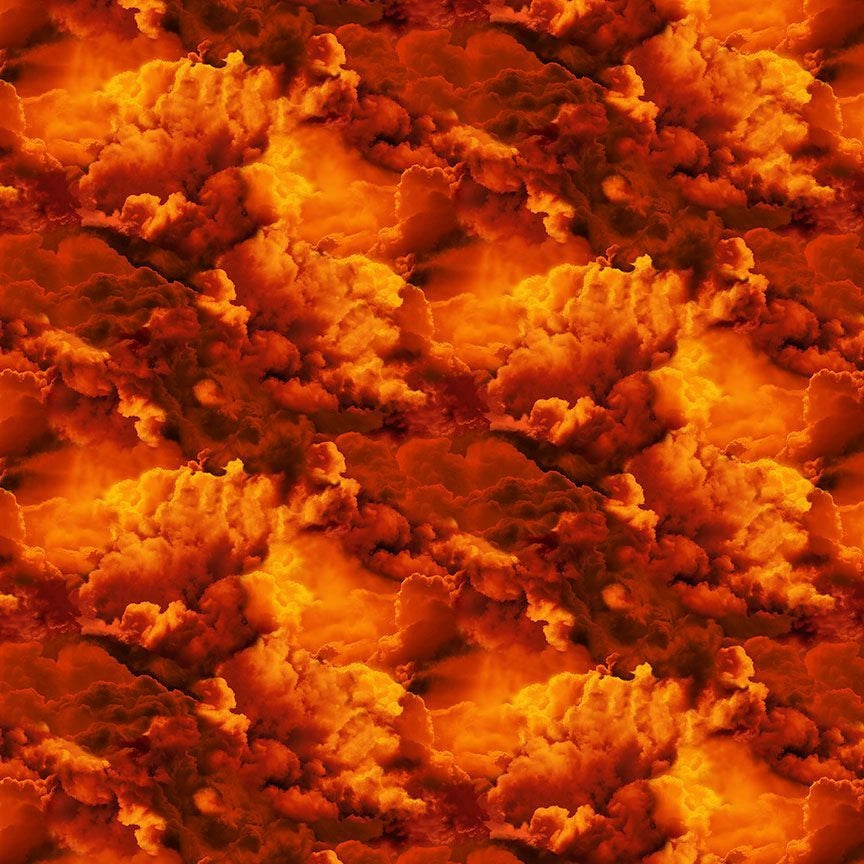 Dragon Fire Orange Sky Fabric Yardage