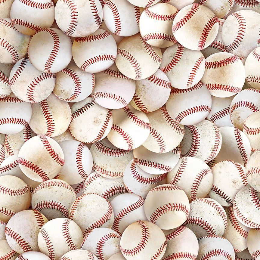 Fitness Fanatic white packed baseball sports fabric yardage