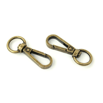 Two swivel hooks half inch antique finish bag hardware