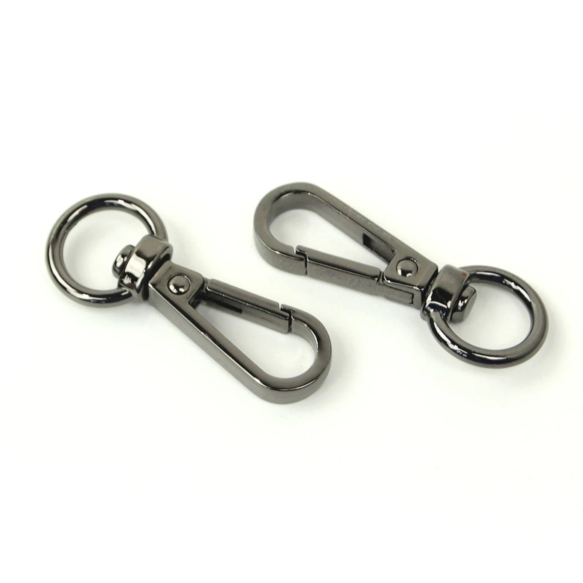 Two swivel hooks half inch gunmetal finish bag hardware