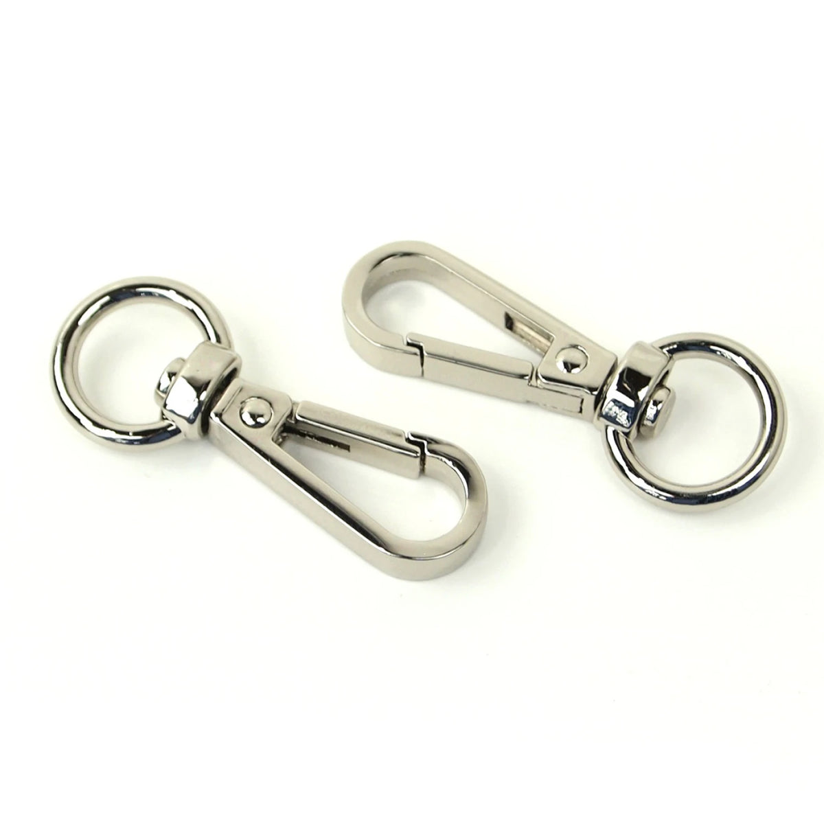 Two nickel swivel hooks half inch bag hardware