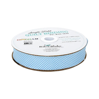 Micro Gingham Boy Blue 2.5"  Bias Quilt Binding - image 1 - quilt bias binding for finishing quilts