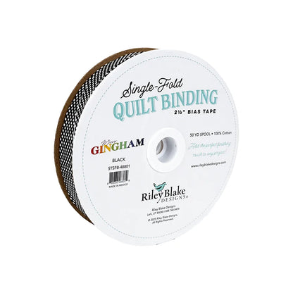 Micro Gingham Black Single-Fold Quilt Binding - image 2 - quilt bias binding for finishing quilts