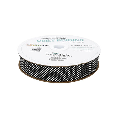 Micro Gingham Black Single-Fold Quilt Binding - image 1 - quilt bias binding for finishing quilts
