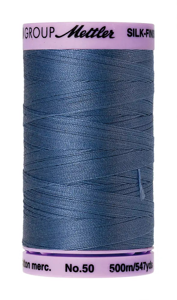 Mettler Cotton Silk Finish 50wt 500m Smoky Blue - quilting supply from Quilted Joy