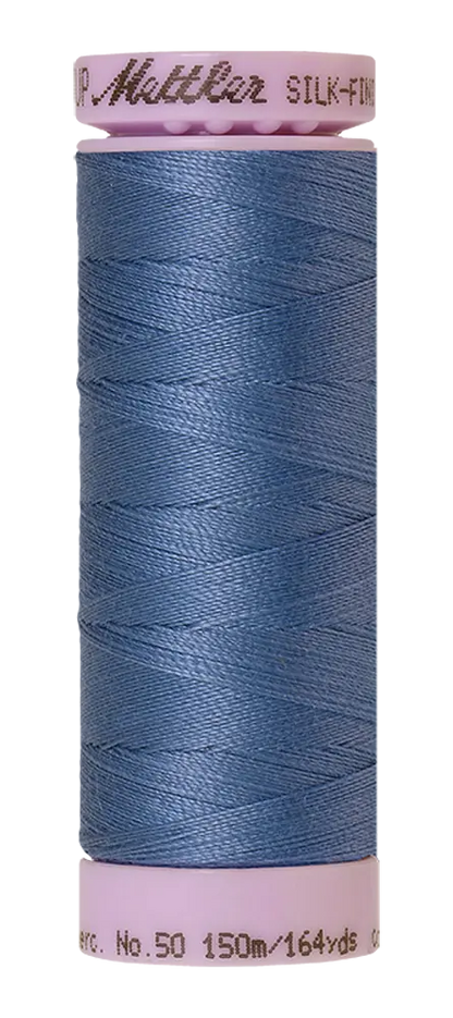 Mettler Cotton Silk Finish 50wt Smoky Blue large spool quilting thread