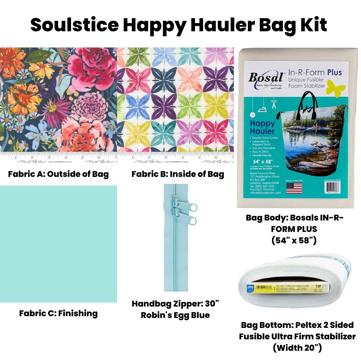 Soulstice Happy Hauler Bag Kit component fabric pieces