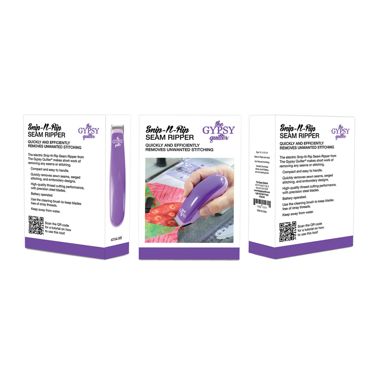 Snip-N-Rip tool removing stitches from quilting fabric